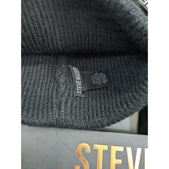 Steve Madden Hat And Glove Set - Black bedazzled Sequin Beanie NEW - Picture 6 of 6